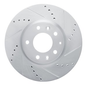 Mazda CX-7 Brake Rotor (1) - Front Right - R1 Concepts - Drilled & Slotted - Silver - `07-`12